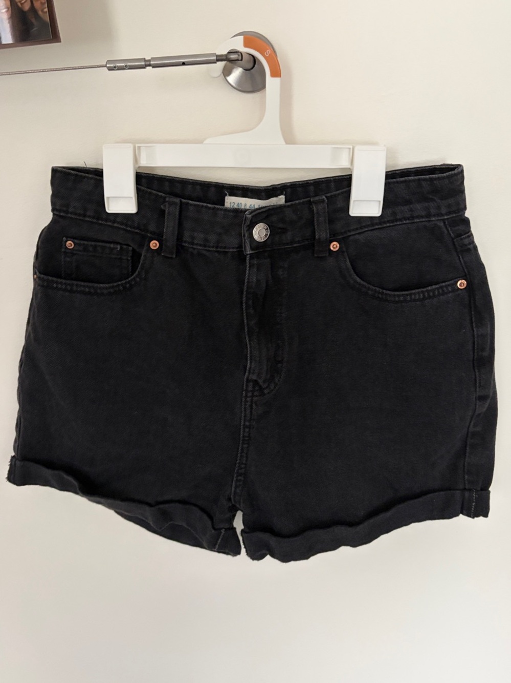 Primark Black High-Rise Rolled Hem Denim Shorts